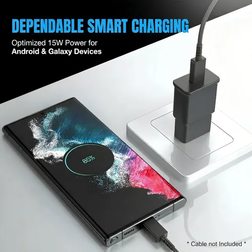 Vista 5 de Bloque de carga rápida para Samsung Android USB cargador de pared adaptador compatible con Samsung Galaxy S24/S23 S22/S21/S20/S10/S10e/S9 Plus/S8