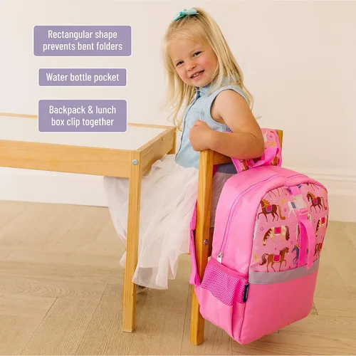 Vista 3 de Wildkin Kids Pack-it-All Mochila con caja de almuerzo con clip para niños y niñas, tamaño perfecto para empaquetar suministros escolares y tu