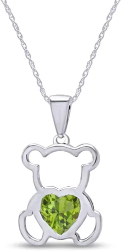 Vista 27 de Collar con colgante de oso de peluche con piedra natal para mujer Simulated Alexandrite