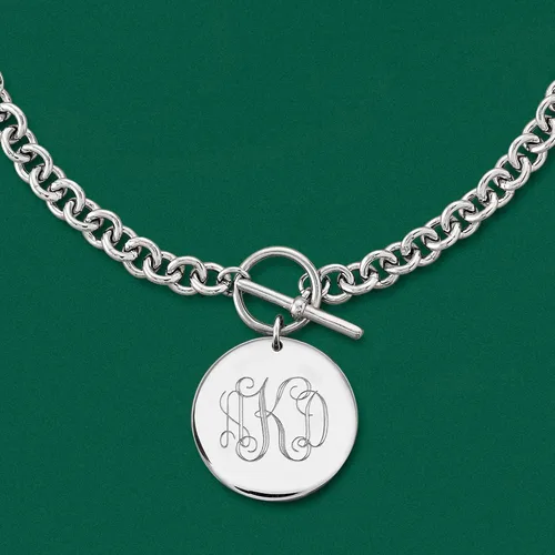 Vista 2 de Ross-Simons Italian Sterling Silver Personalized Disc Necklace