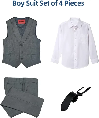 Vista 2 de Almighty Magic Boy's Formal Suits 5 Pieces Slim Fit Suit Set Dresswear Ring Bearer Outfit