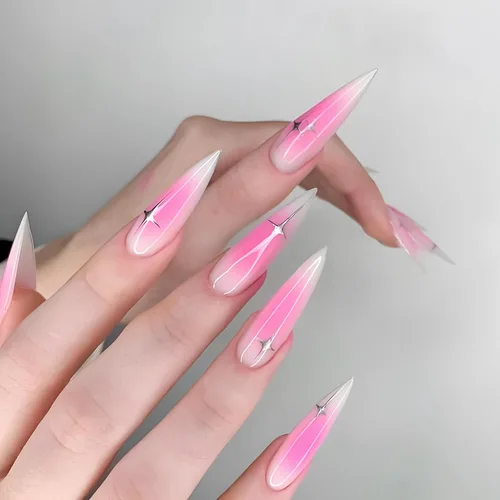 Vista 21 de BABALAL Uñas Postizas Largas de Estilete para Pegar Blancas Uñas Falsas con Punta Francesa Diseño con Pegamento Suministros de Arte 24 Piezas XL