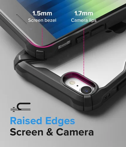 Vista 4 de Ringke Fusion-X - Funda compatible con iPhone SE 5G (3ª generación, 2022), parte trasera dura transparente, resistente, a prueba de golpes, funda