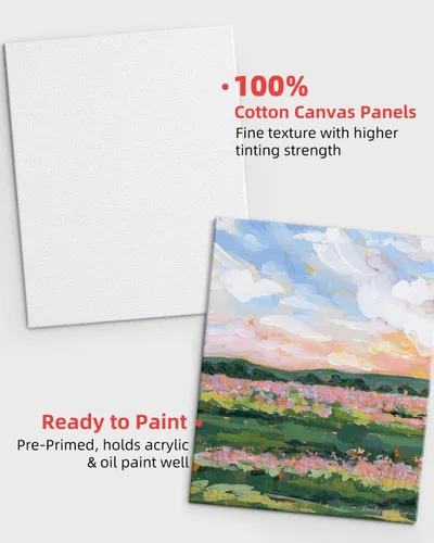 Vista 3 de Simetufy Paquete de 12 Tableros de Lienzo Pequeños para Pintura de 4 x 6 pulgadas - Paneles de Mini Lienzo de 100% Algodón sin Ácidos Imprimados