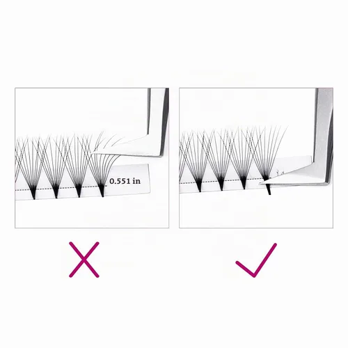 Vista 6 de FADLASH Extensiones de pestañas postizas en abanico con base puntiaguda 10D, extensiones de pestañas postizas de tallo medio, extensiones