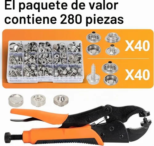 Vista 2 de AnnYun Kit de botones a presión, herramientas de cierre a presión resistentes, herramientas de cierre de tornillo incluidas, 1 alicates a presión