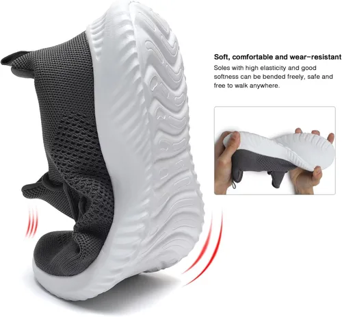 Vista 7 de Zapatos de tenis sin cordones para hombre, ligeros, transpirables, informales, suela suave, malla para el trabajo, gimnasio, tenis