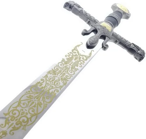 Vista 6 de Espada King Salomon de 47 pulgadas con placa de exhibición. para decoración de pared, colección, cosplay