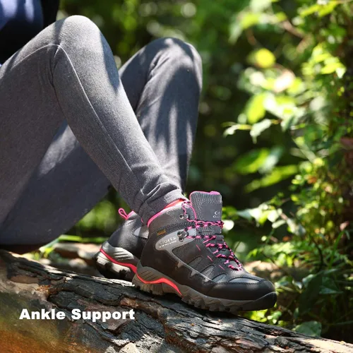 Vista 3 de Clorts Botas de senderismo para mujer, impermeables, ligeras, para senderismo, campamento, para exteriores, con agarre de alta tracción, 5.5
