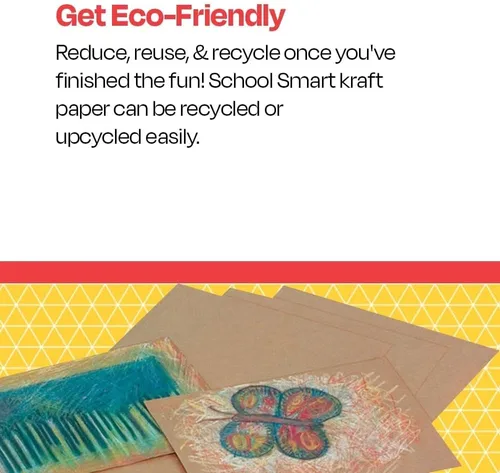 Vista 3 de School Smart Hojas de papel Kraft, 60 libras, 9 x 12 pulgadas, marrón, paquete de 100