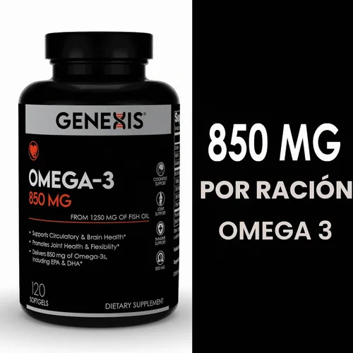 Vista 4 de Genexis Aceite de pescado Omega-3 con 850 mg de Omega-3 (EPA y DHA) - 120