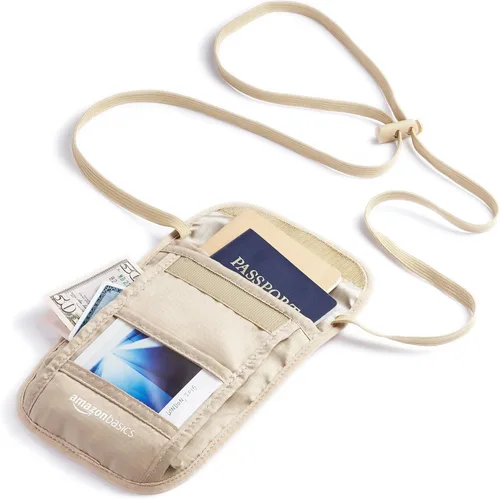 Vista 3 de Tienda Basics Cartera con soporte para pasaporte con cuello de viaje RFID Caqui Casual