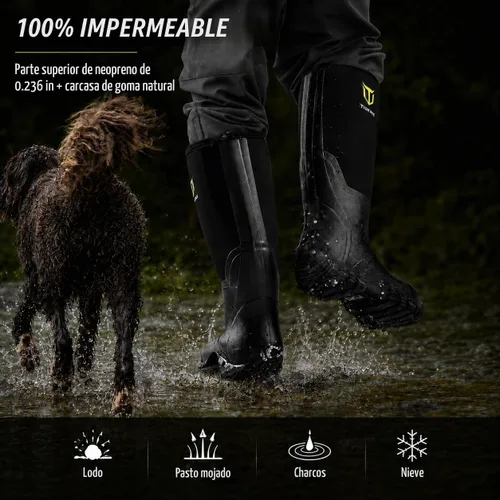 Vista 2 de TIDEWE Rubber Boots for Men, Waterproof Rain Boots with Steel Shank Negro