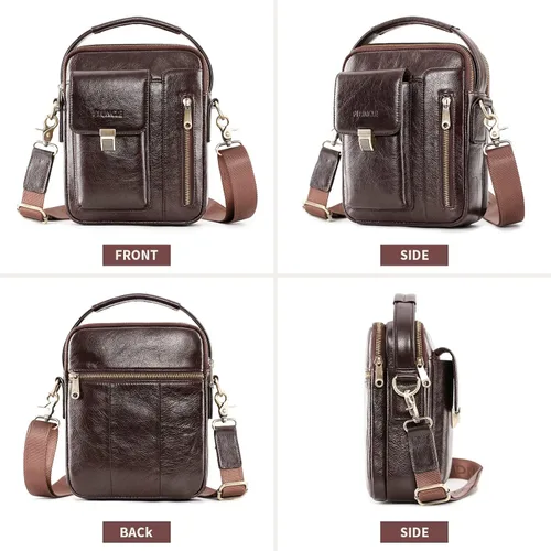 Vista 2 de BAIGIO Men's Genuine Leather Shoulder Bag Messenger Briefcase CrossBody Handbag Satchel Travel bag