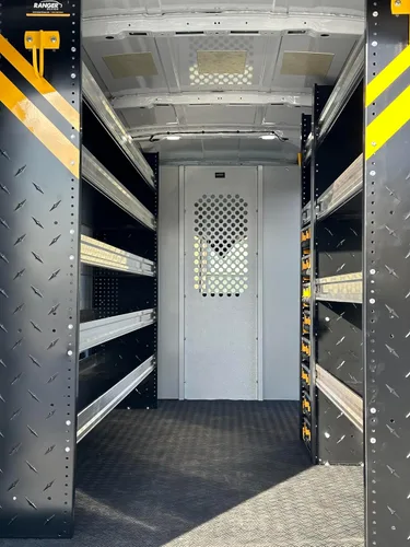Vista 2 de Ranger Design - Paquete de estantería para camioneta Mercedes Sprinter de techo bajo, distancia entre ejes WB de 144 pulgadas, sistema completo