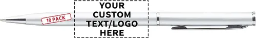 Vista 9 de DISCOUNT PROMOS Paquete de 10 bolígrafos de metal delgados – elegante, retorcido, tinta negra, color plateado
