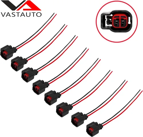 Vista 6 de Inyector de combustible Conector Pigtail Cable de enchufe EV6 EV14 apto para Ford F-150 F-250 Crown Victoria Mustang Arnés de coleta (8 piezas)