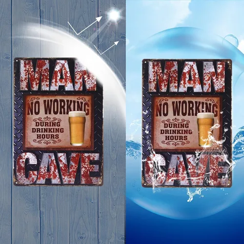 Vista 3 de Letrero de metal con texto en inglés «No Working During Drinking Hours» para hombre, retro, vintage, hogar, bar, pub, clubes, cafeterías