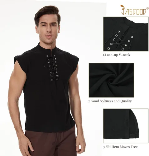 Vista 5 de JASGOOD Chaleco medieval renacentista gótico steampunk para hombre, disfraz de pirata