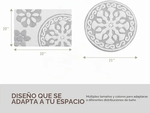 Vista 3 de Madison Park Casablanca 100% Cotton Tufted Bathroom Rugs Luxurious Plush Medallion Floral Pattern Bath Mat Absorbent, Quick Dry, Spa Design Shower
