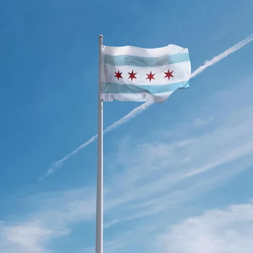 Vista 6 de Anley EverStrong Series - Bandera de la ciudad de Chicago de 3 x 5 pies resistente, rayas bordadas y cosidas, 4 filas de costuras de cerradura