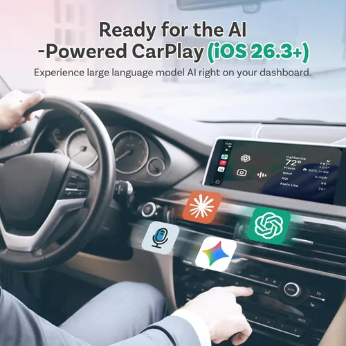 Vista 10 de Ottocast Mini Core, adaptador inalámbrico CarPlay y Android Auto de última generación 2026, WiFi 6 y conexión Bluetooth 5.4 ultra rápida