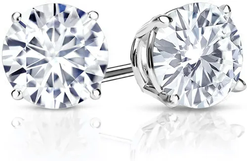 Vista 46 de Gem Stone King Aretes de plata de ley 925 con piedra natal redonda de 0.276 in para mujer