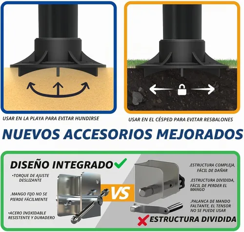 Vista 5 de SKEERY Juego de red de voleibol resistente al aire libre, diseño anti-hundimiento, postes de aluminio ajustables, red de voleibol portátil para Azul