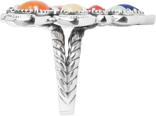 Vista 4 de American West - Anillo de plata de ley para mujer, diseño de corazón con piedras preciosas múltiples, tallas 5 a 10