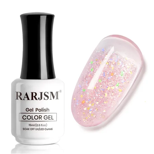 Vista 18 de RARJSM Esmalte de uñas de gel con purpurina de nieve, diamante brillante, gel de uñas de color blanco lechoso con pigmentos plateados y brillantes