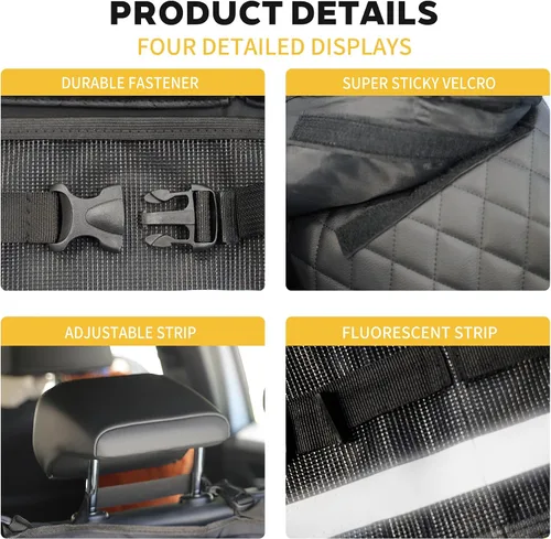 Vista 4 de Organizador Colgante para Asiento Trasero con Bolsas de Almacenamiento Grandes Cuero PU, Gran Capacidad Correas Ajustables, Impermeable