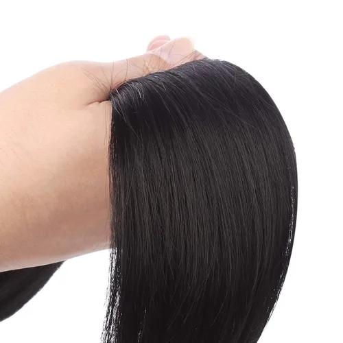 Vista 5 de SEIKEA Extensión de cola de caballo con clip alrededor del cabello lacio para mujer (12 pulgadas, negro)