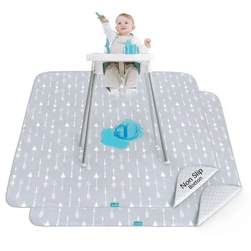 Vista 11 de Paquete de 2 alfombrillas antisalpicaduras para debajo de la silla alta, artes, manualidades y desorden alimentario, tapete antideslizante