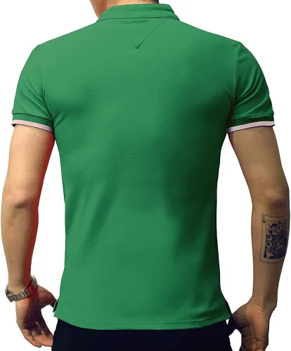 Vista 3 de LOGEEYAR - Polo de piqué para hombre manga corta ajustado de algodón