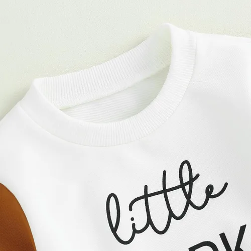 Vista 4 de Sudadera de otoño para bebé niña, mameluco con letras bordadas, overol grande a juego para recién nacido, ropa de invierno