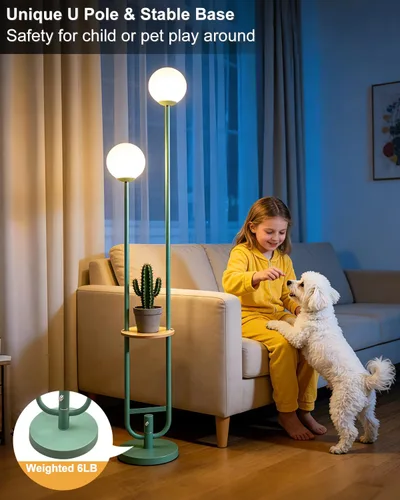 Vista 8 de Lightdot Lámpara de pie rosa regulable de 60 pulgadas, lámparas de pie de mediados de siglo con 3 bombillas G9 de 3000 K de color blanco cálido