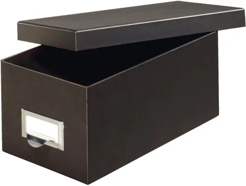 Vista 5 de Globe-Weis – Caja de almacenamiento de tarjetas con índice, de madera aglomerada, Negro ágata 3 x 5