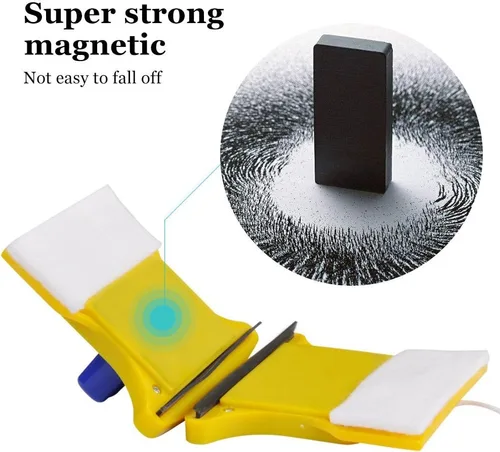 Vista 8 de Yosoo limpiaparabrisas magnético de doble cara con 2 trapos de algodón para limpiar vidrios, juego de esponja para limpiar el hogar