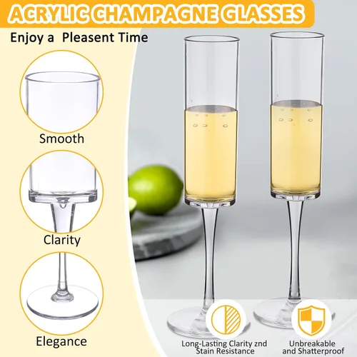 Vista 3 de Gerrii Copas de champán de plástico irrompibles de 6 onzas, copas de champán reutilizables para brindis de vino, copas de cóctel desechables