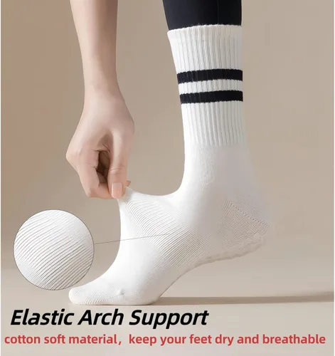 Vista 5 de Calcetines de yoga antideslizantes para mujer con agarre para pilates, calcetines de hospital para mujer Barre Grippy