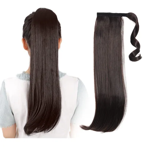 Vista 37 de Extensiones de cabello para cola de caballo, extensión de cola de caballo roja de 16 pulgadas, corta, ondulada, rizada, envolvente, cola de caballo