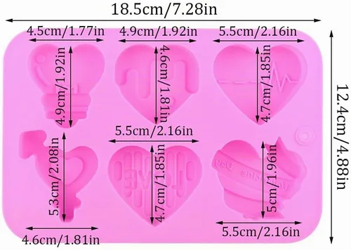 Vista 2 de Moldes de silicona de plástico para el día de San Valentín, moldes de silicona para dulces de corazones rosados, moldes de jabón, moldes de galletas