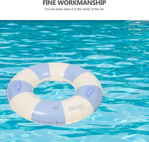 Vista 7 de Garneck Anillo de natación inflable de 32.3 pulgadas, diseño retro a rayas, flotante, flotadores de piscina con asas, anillos de PVC para adultos
