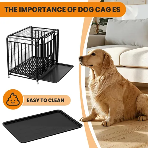 Vista 3 de Jaula de acero indestructible para perros de 42 pulgadas, resistente a prueba de escape, jaula de alta ansiedad para interiores de triple puerta