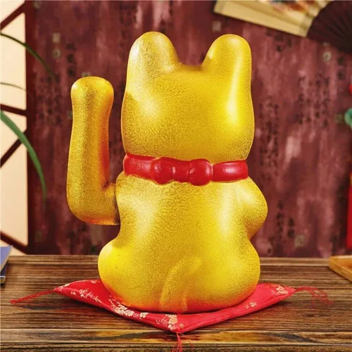 Vista 5 de Suerte Gato Gato Gato Brazo Gato 9 Pulgadas Oro Negocio está en auge Gato de la Suerte Chino Feng Shui Deoración Gato Cerámica Maneki Neko Lucky