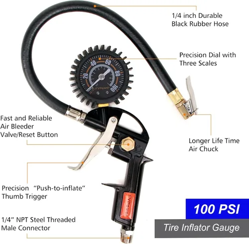 Vista 2 de Kit de Accesorios para Compresor de Aire de Servicio Pesado de 16 Piezas, Kit de Manguera para Compresor de Aire de Polímero Retráctil de 1/4