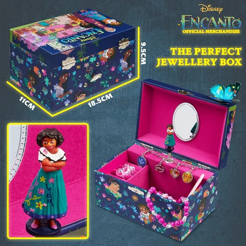 Vista 6 de Disney Encanto - Joyero musical para niñas, caja de almacenamiento de princesa Frozen con caja de música giratoria Mirabel la Sirenita Ariel Elsa