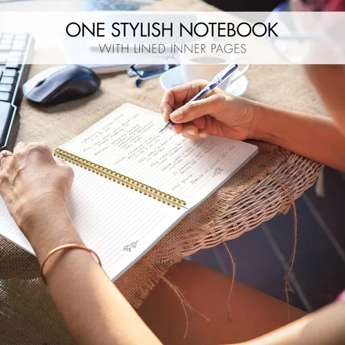 Vista 2 de ZICOTO Cuaderno estético en espiral para mujer, bonito cuaderno de notas con rayas universitarias de 10.5 x 8.5 pulgadas, con bolsillos grandes