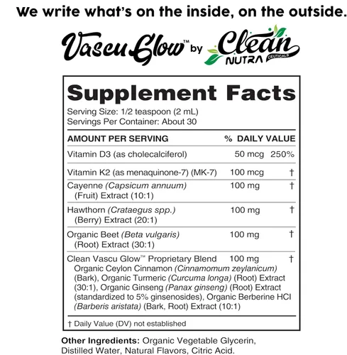 Vista 5 de Clean Nutra - Suplemento líquido de gotas de pimienta de cayena + bayas de espino, vitamina D3 K2 polvo de raíz de remolacha, canela de Ceilán
