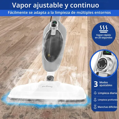Vista 5 de Mopa de vapor - Limpiador de vapor portátil multiusos 10 en 1, vaporizador de piso desmontable para suelos de madera, azulejos, laminados, alfombras